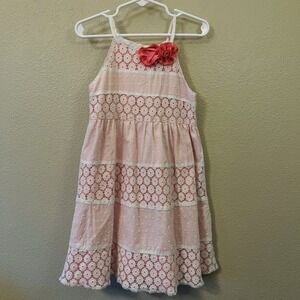 Penelope‎ Mack Girl's Summer Dress White Pink Layers Lace Sunday Easter Size 5